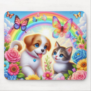 Mousepad Cãozinho/cachimbo/arco-íris de gatinho