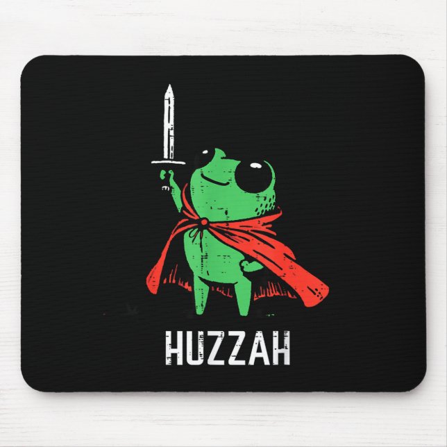 Mousepad Capa de Espada de Rã Huzzah Meme Divertido Fantasi (Frente)