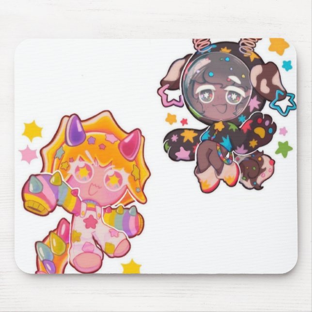 Mousepad Capa de Mouse Personagens Espaciais e Doces Fofos (Frente)