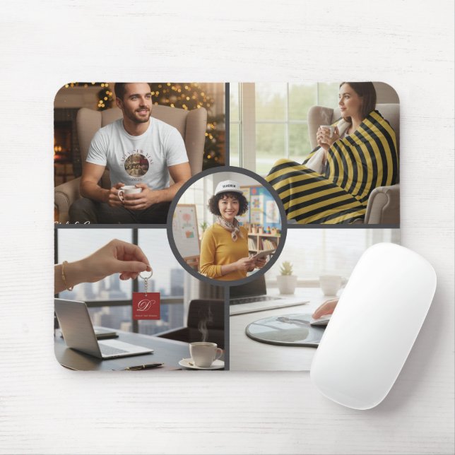 Mousepad Capa de Mouse Personalizada com Cinco Fotos Elegan (Com mouse)
