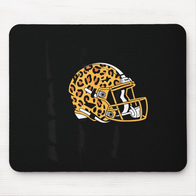 Mousepad Capacete de Futebol Feminino com Estampa de Leopar (Frente)