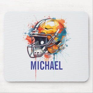 Mousepad Capacete de Futebol Motivacional Inspirador Nome
