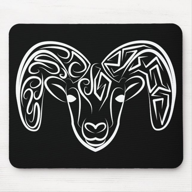 Mousepad Capim/ovelha, tribal, preto e branco (Frente)