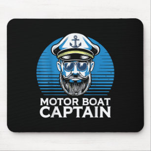 Mousepad Capitão de Barco a Motor Cool Náutico Retro Marinh