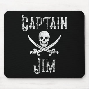 Mousepad Capitão Jim Vintage - Barco de Crânio Pirata Perso