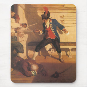 Mousepad Capitão Pirata Vintage, Luta de Espada por NC Wyet