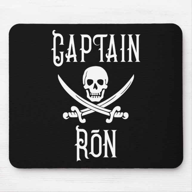 Mousepad Capitão Ron Crânio Pirata Personalizado de Barco  (Frente)