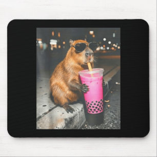 Mousepad Capivara bebendo chá boba gelado meme engraçado de