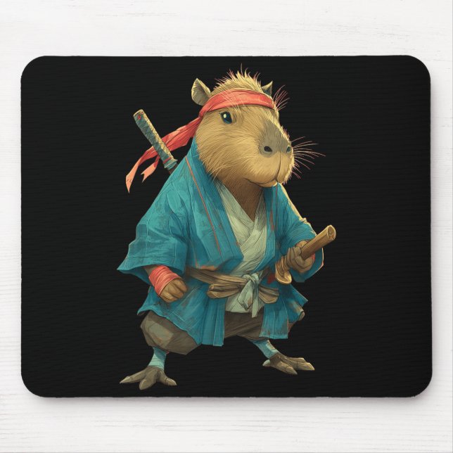 Mousepad Capivara Ninja Samurai Japão Engraçado Gráfico Jap (Frente)