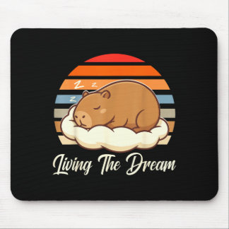 Mousepad Capivara sleepybara vivendo o sonho retrô vintage