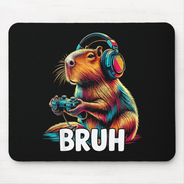 Mousepad Capivaras Engraçadas Vídeos de Jogos Capivara Bruh (Frente)