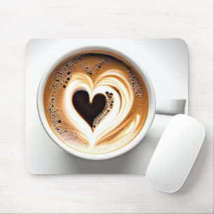 Mousepad Cappuccino Do Coração Na Xícara De Café Branco
