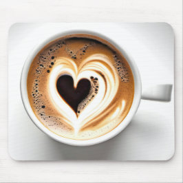 Mousepad Cappuccino Do Coração Na Xícara De Café Branco