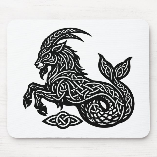 Mousepad Capricórnio — Zodíaco de Tinta Assombrada Cabra‑Pe (Frente)