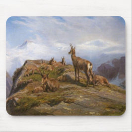 Mousepad Caprinos Chamois em Montanhas Alpinas (Rosa Bonheu