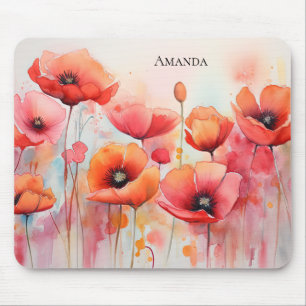 Mousepad Cápsulas de Aquarela Vermelha em um Campo