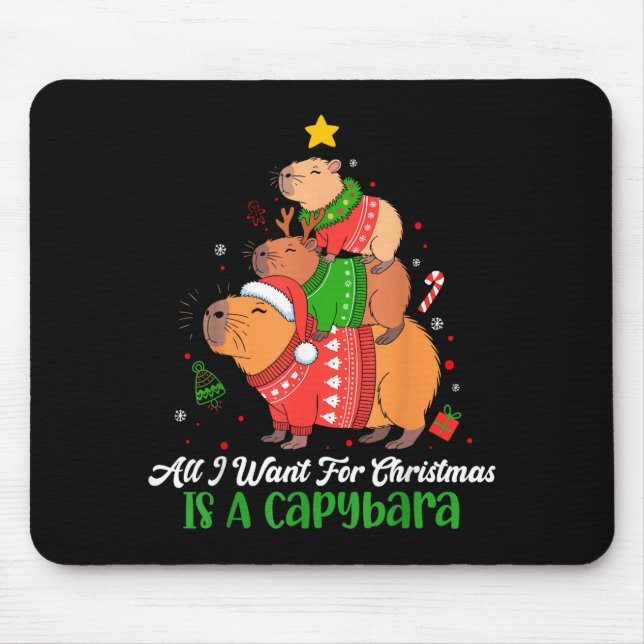 Mousepad Capy Natal Cute Capivara Árvore de Natal Pjs Anima (Frente)