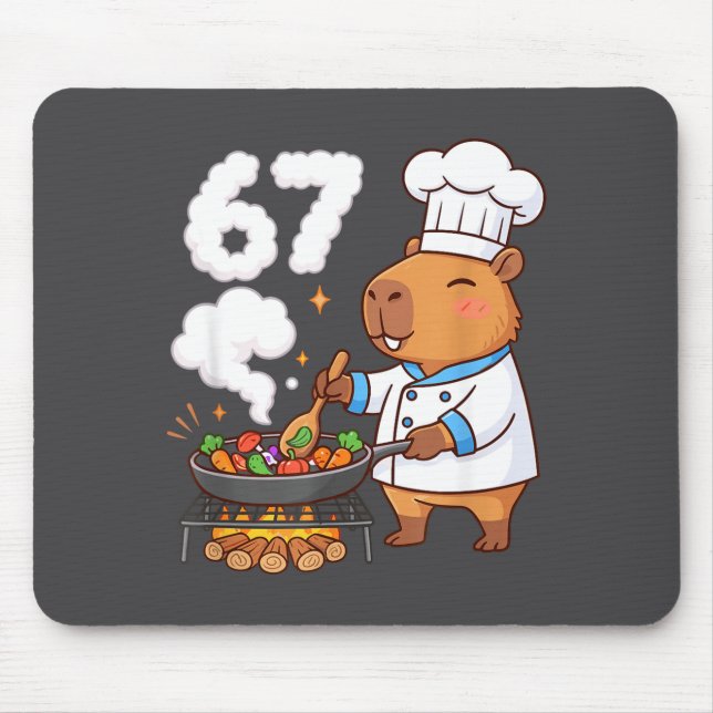 Mousepad Capybara Chef 67 Six Seven Funny Brain Rot Meme Gr (Frente)