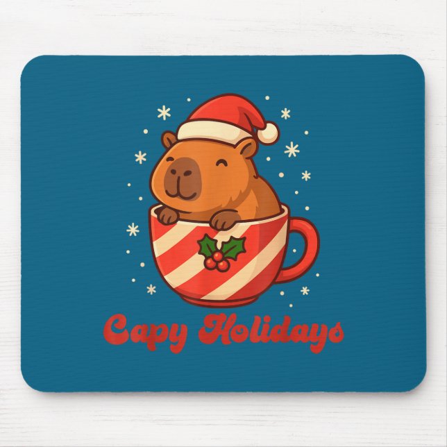 Mousepad Capybara Christmas Shirt, Funny Capy Holidays  (Frente)