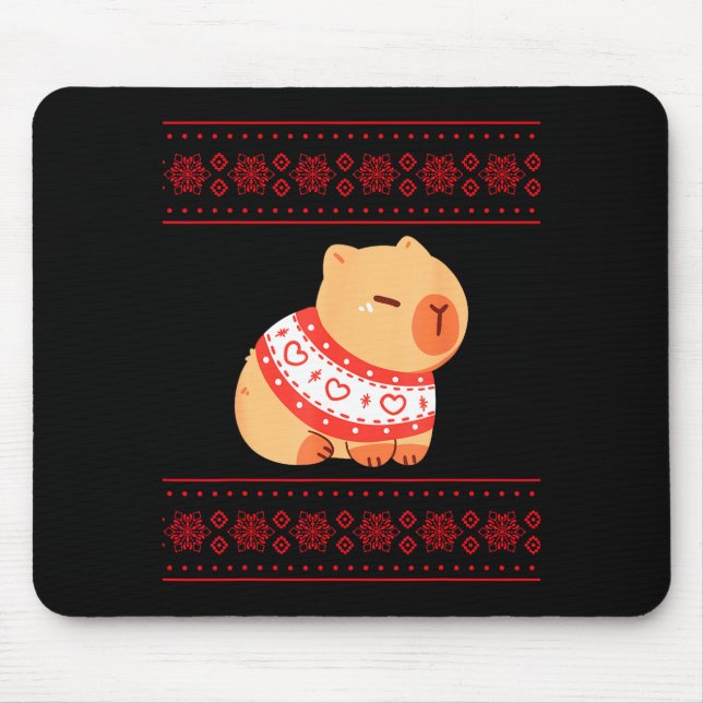 Mousepad Capybara Christmas Sweater  (Frente)