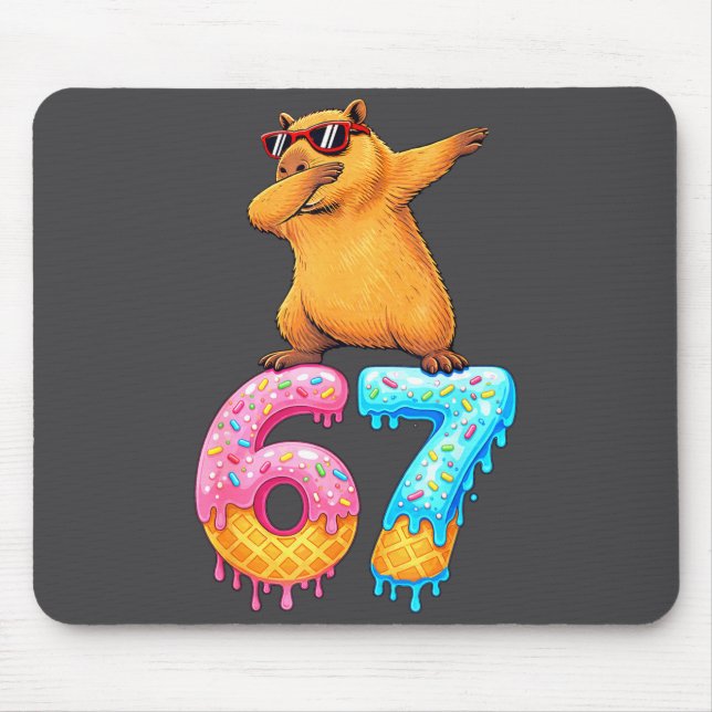 Mousepad Capybara Dabbing 67 Ice Cream Drip 67 Birthday Boy (Frente)