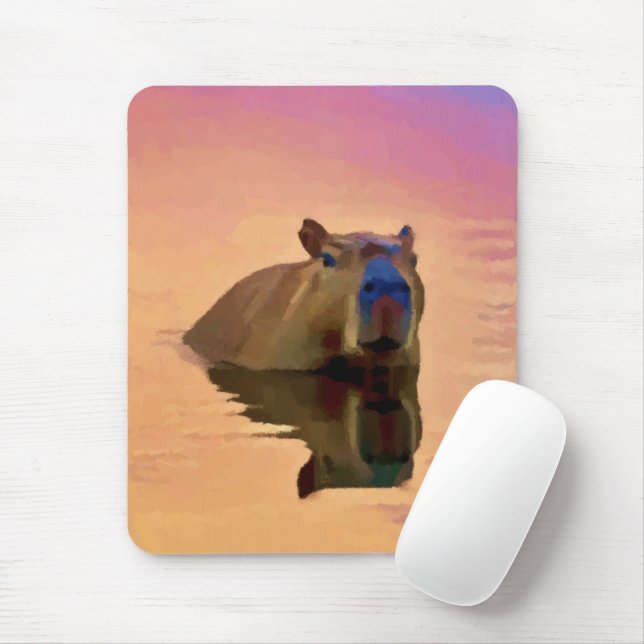 Mousepad Capybara Emergindo de um Lago Tranquilo (Com mouse)