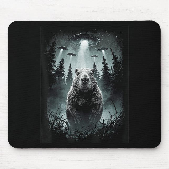 Mousepad Capybara Selfie Com Alienígena Ufo Funny Capybara  (Frente)