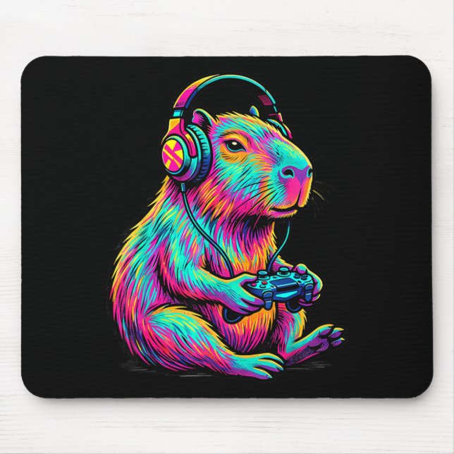 Mousepad Capybara Video Games Gamer Funny Gaming Graphic Ki (Frente)