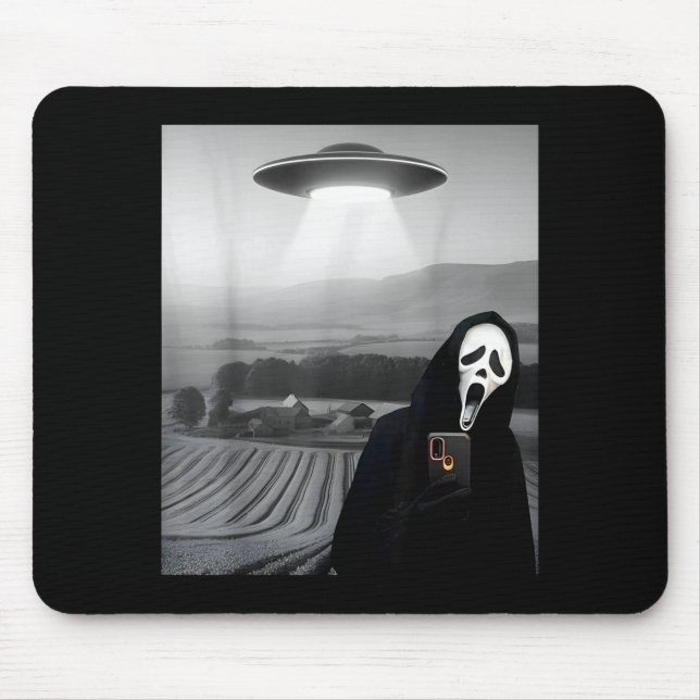 Mousepad Cara assustadora fofa de terror fantasma selfie co (Frente)