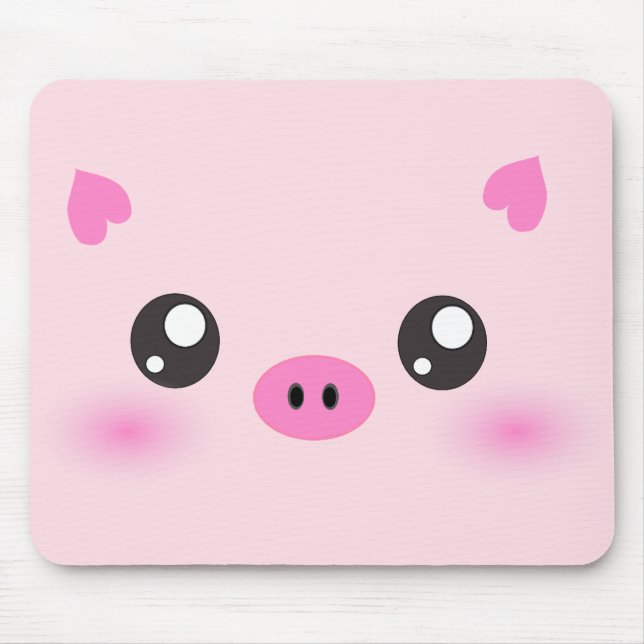 Mousepad Cara bonito do porco - minimalismo do kawaii (Frente)
