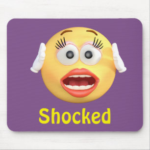 Mousepad Cara chocada dos desenhos animados do Emoticon da