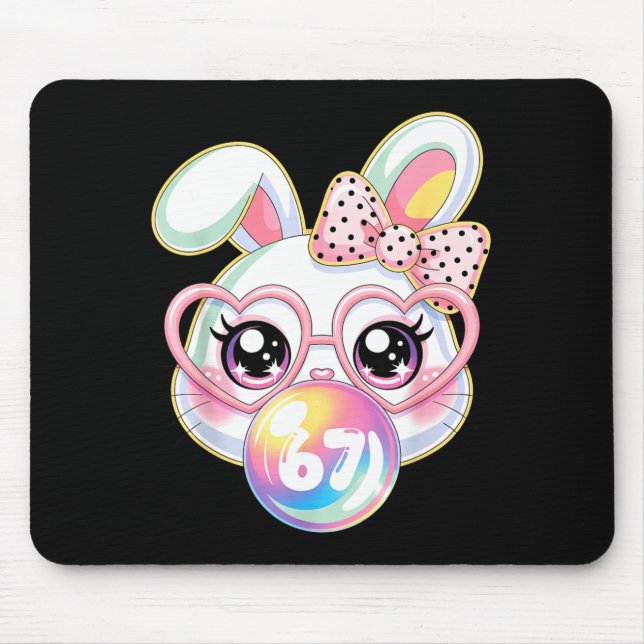 Mousepad Cara de Coelho Fofo para Mulheres Meninas Crianças (Frente)
