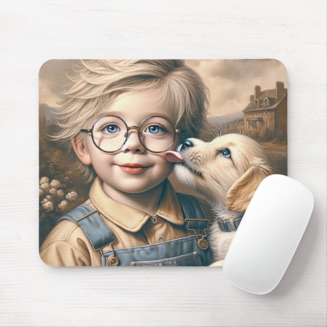 Mousepad Cara de Garotinho Cachorro (Com mouse)