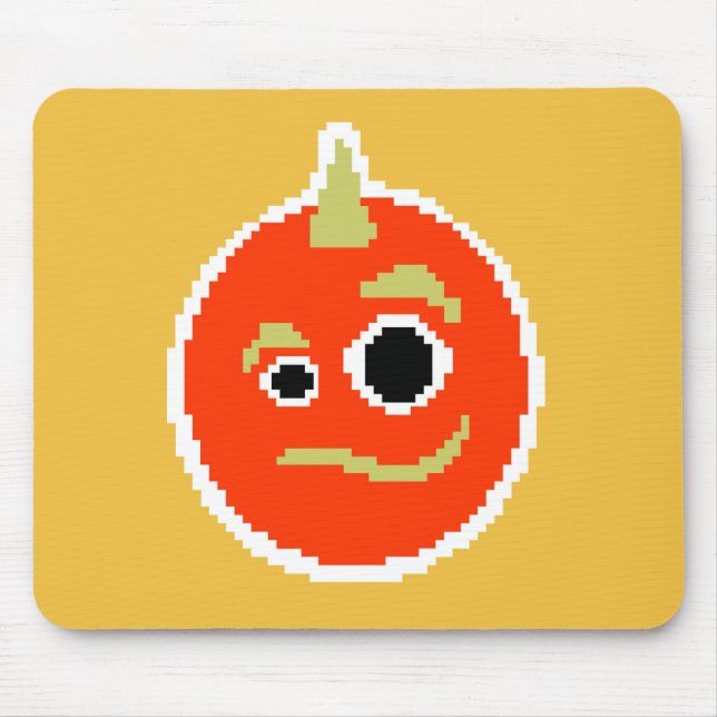 Mousepad Cara de monstro laranja pixelada fofa (Frente)