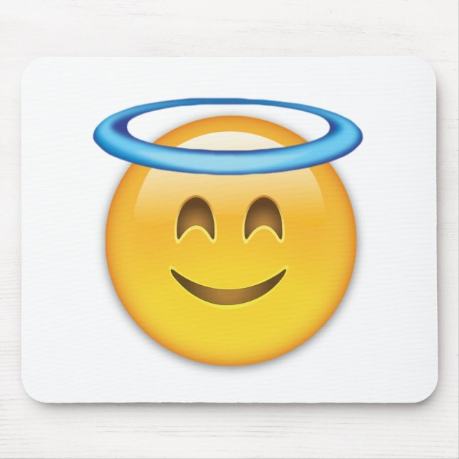 Mousepad Cara de sorriso com halo Emoji (Frente)