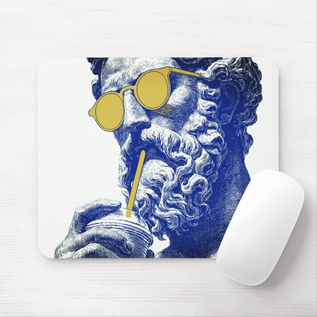 Mousepad Cara Estoica com Óculos de Sol Legais (Com mouse)
