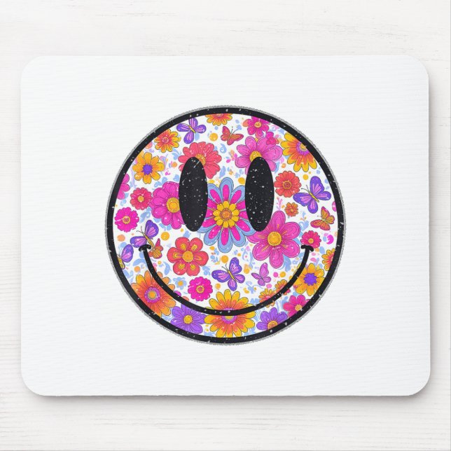 Mousepad Cara Feliz de Daisy Retro Sorriso Estética Préppy  (Frente)