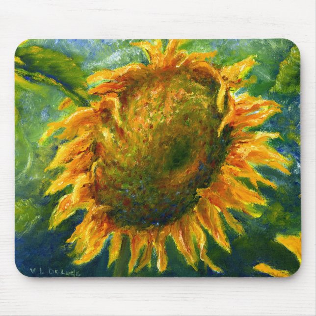 Mousepad Cara impressionista do girassol (Frente)