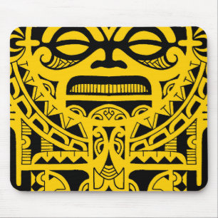 Mousepad Cara polinésia do design do tatuagem do deus de