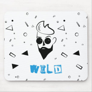 Mousepad Cara selvagem - homem esboçado no preto, no branc