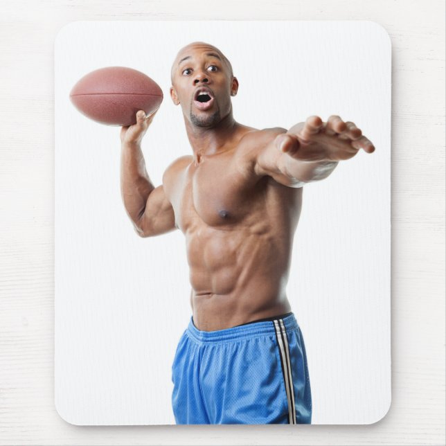 Mousepad Cara sexy sem camisa, jogada de futebol (Frente)