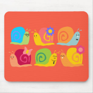 Mousepad Caracóis felizes e bonitos