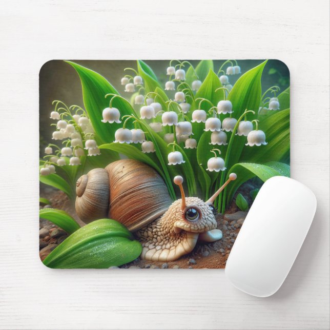 Mousepad Caracol com Lily das Flores do Vale (Com mouse)