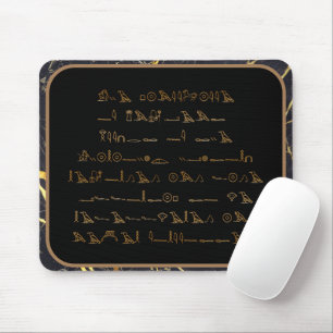 Mousepad Caracteres hierárquicos - mármore preto e dourado