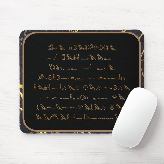 Mousepad Caracteres hierárquicos - mármore preto e dourado (Com mouse)