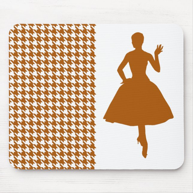 Mousepad Caramel Modern Houndstooth com Fashion Silhouette (Frente)