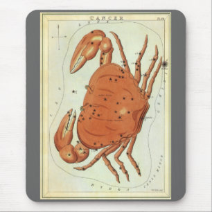 Mousepad Caranguejo Câncer Constelação Vintage, Espelho de