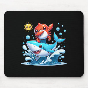 Mousepad Caranguejo Dabbing Surfando Tubarão Cavalgando Ond