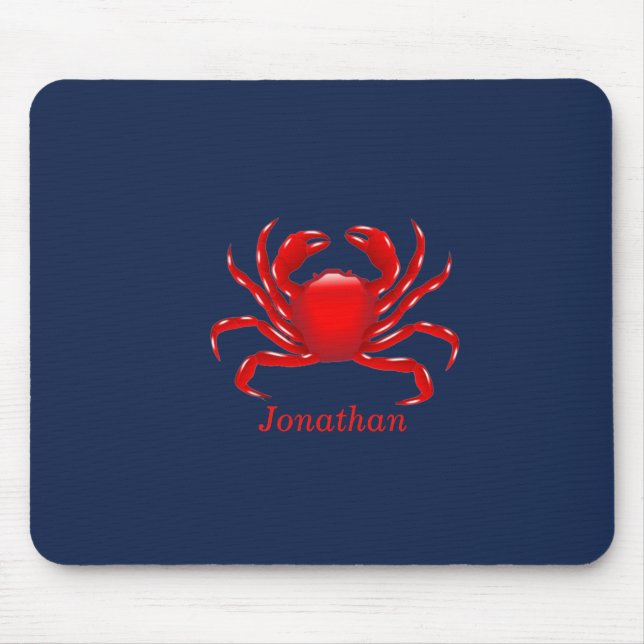 Mousepad Caranguejo Vermelho Grande no Fundo Azul De Volta  (Frente)