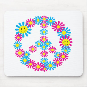 Mousepad Caras de w do sinal de paz da flor